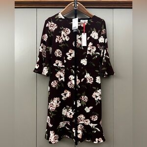 Petite S Elle burgundy floral midi dress